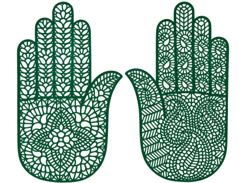 Dwie ażurowe zielone dłonie Hamsa G01.png